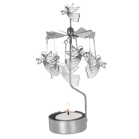 Rotary Candle Holder Flying Angel/Silver