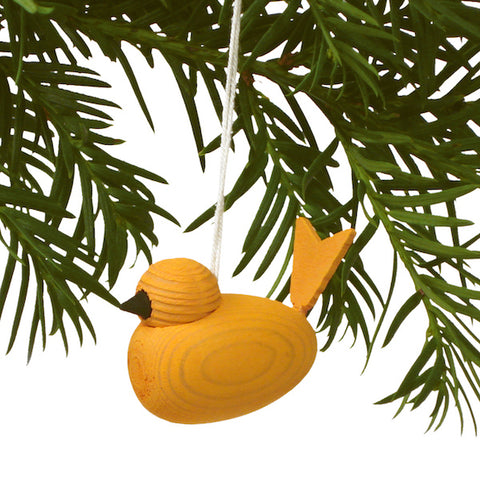 Bird hanging yellow