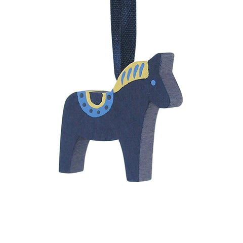 Dala horse painted hanging decor Blue/Yellow