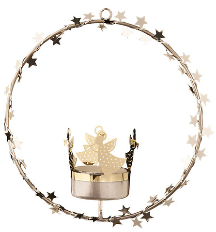 Hanging Wreath Tea Light holder Gold
