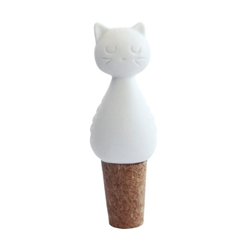 Bottle Stopper Dodgy Cat White