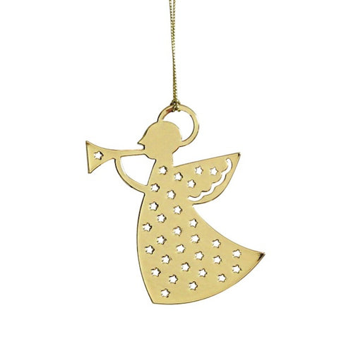 Shiny Hanging Decor Trumpet Angel Gold
