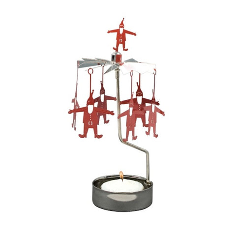 Rotary Candle Holder Santa Red/Silver