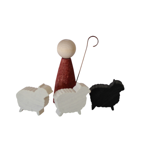Shepard with three sheep