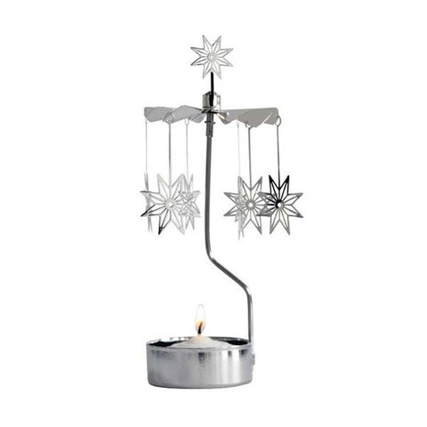 Rotary Candle holder Star 8 Pointed silver