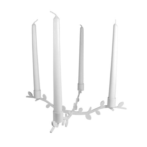 Candle Holder Crossed Branches White